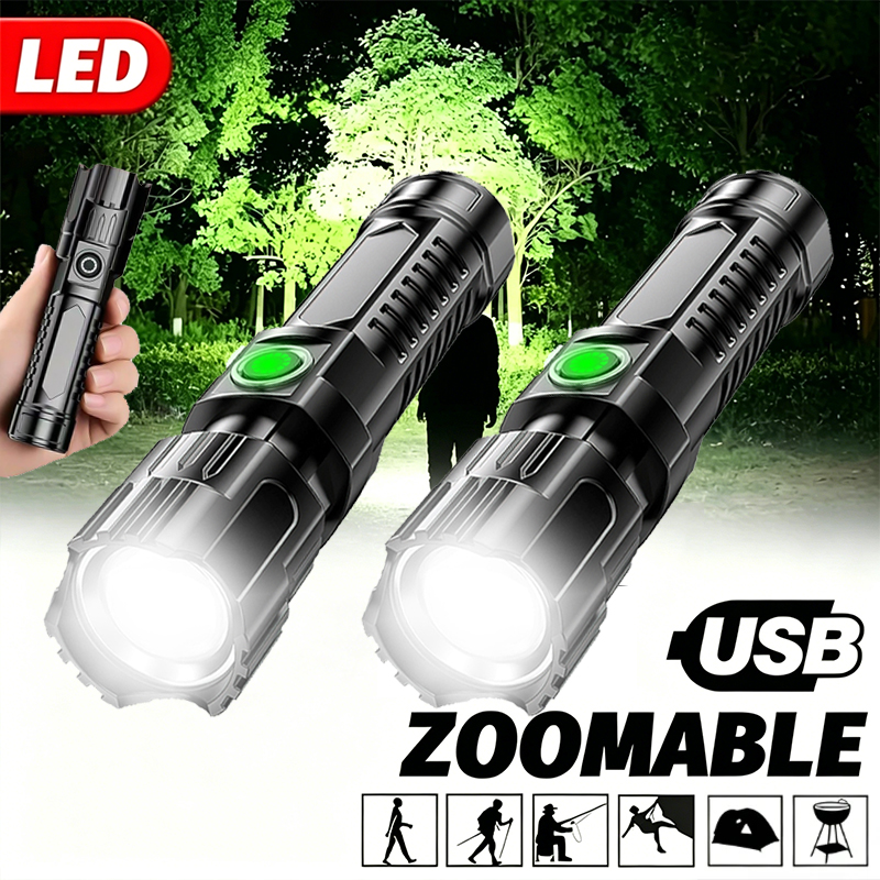 Tactical Flashlight Rechargeable - Super Bright LED Flashlight USB Rechargeable