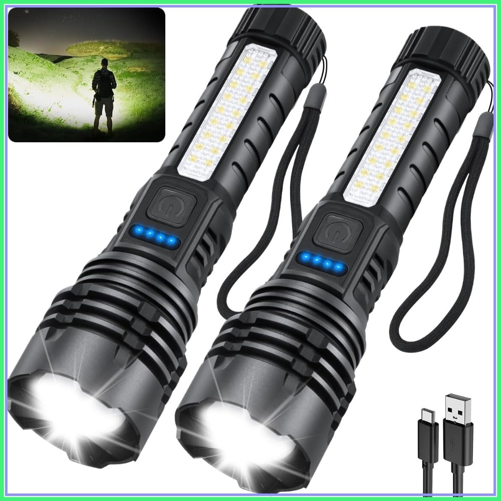 Tactical Flashlight Rechargeable - Rechargeable Flashlights High Lumens,7-Mode Super Bright,Adjustable