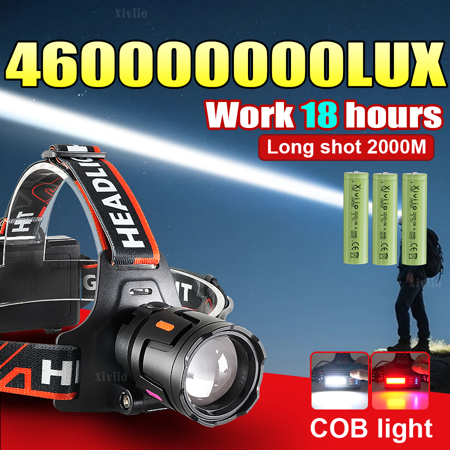 Headlamp Tactical Bright - 460000000LUX Ultra Bright Rechargeable Headlamps White