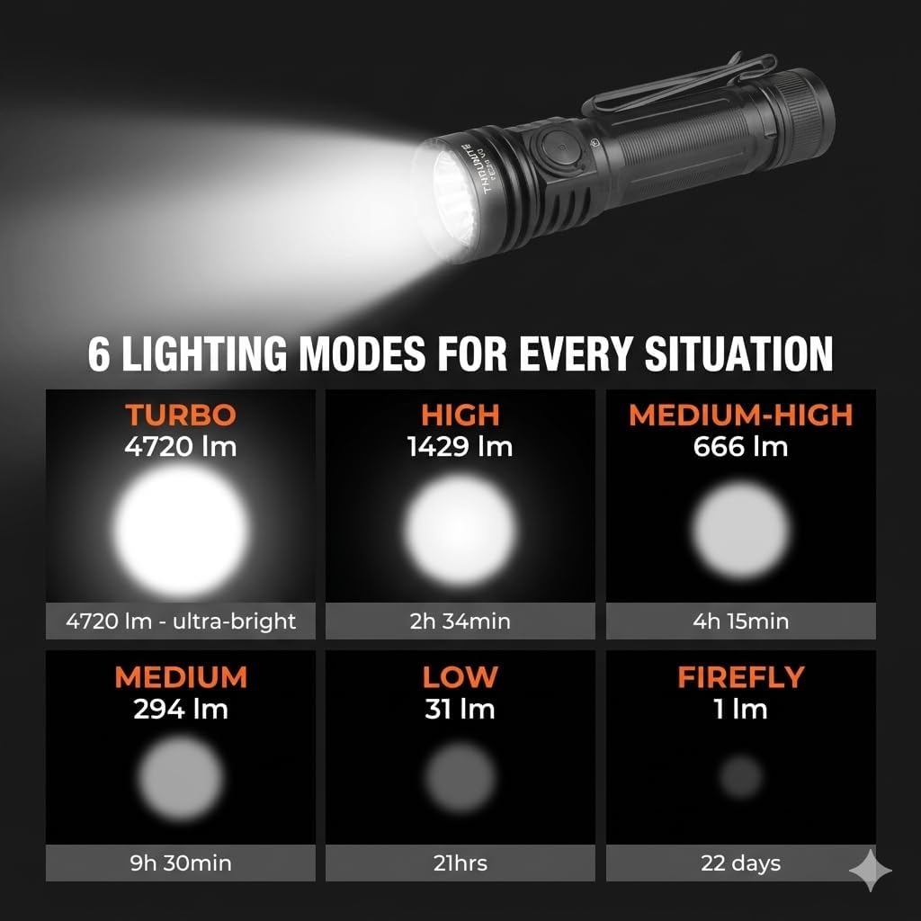 4720 Lumens Super Bright Recha - مراجعة Tactical Flashlight Rechargeable وسعره