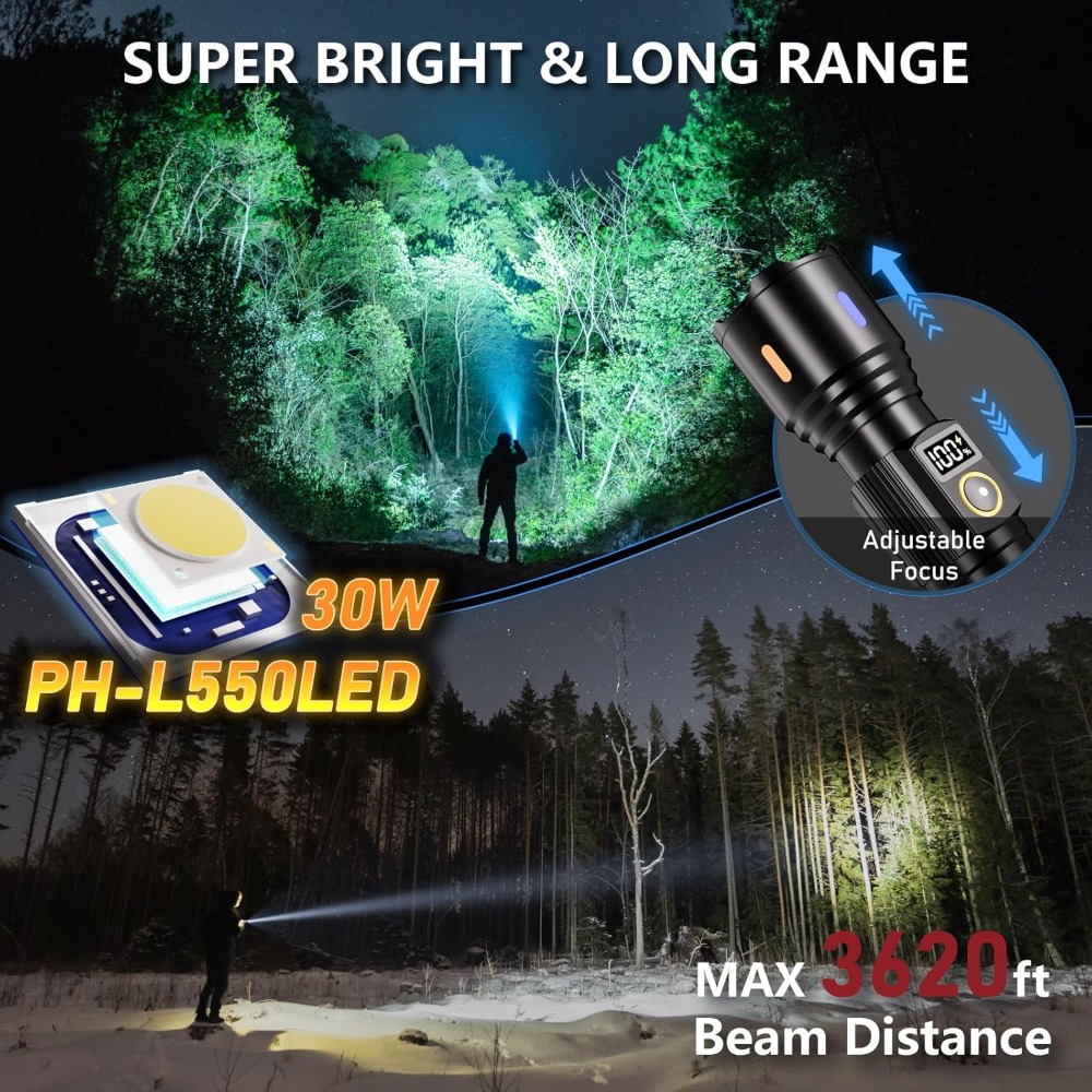 990,000LM Rechargeable Flashli - مراجعة Tactical Flashlight Rechargeable وسعره