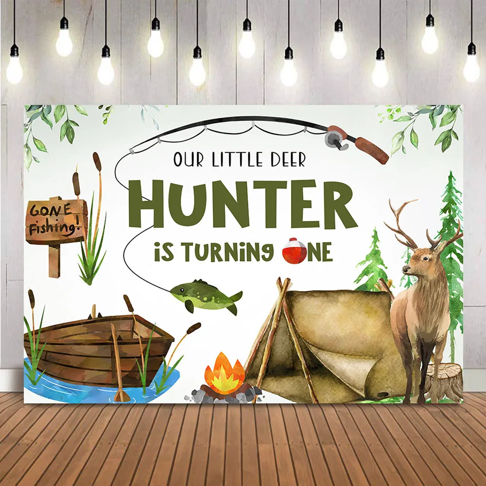 Hunting Fishing Birthday Backd - مراجعة Hunting Outdoor Background وسعره