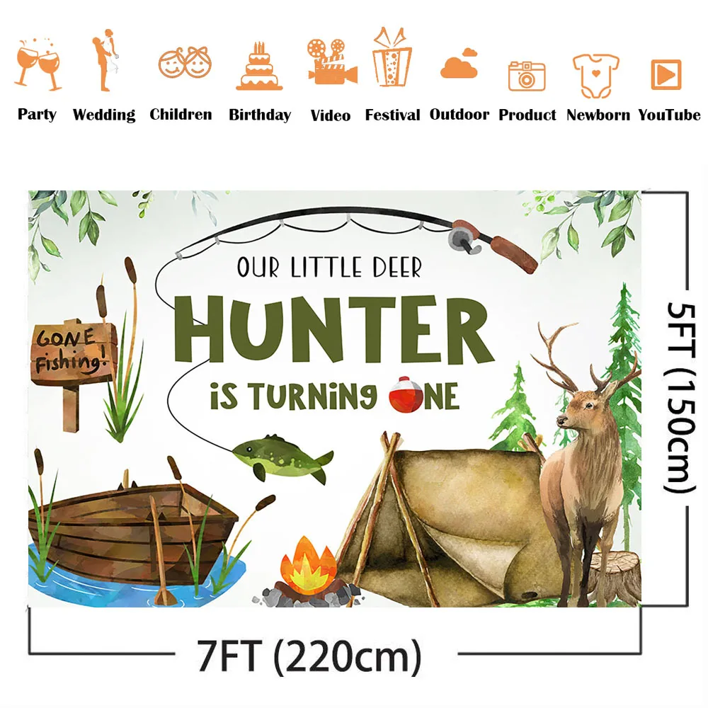 Hunting Fishing Birthday Backd - مراجعة Hunting Outdoor Background وسعره