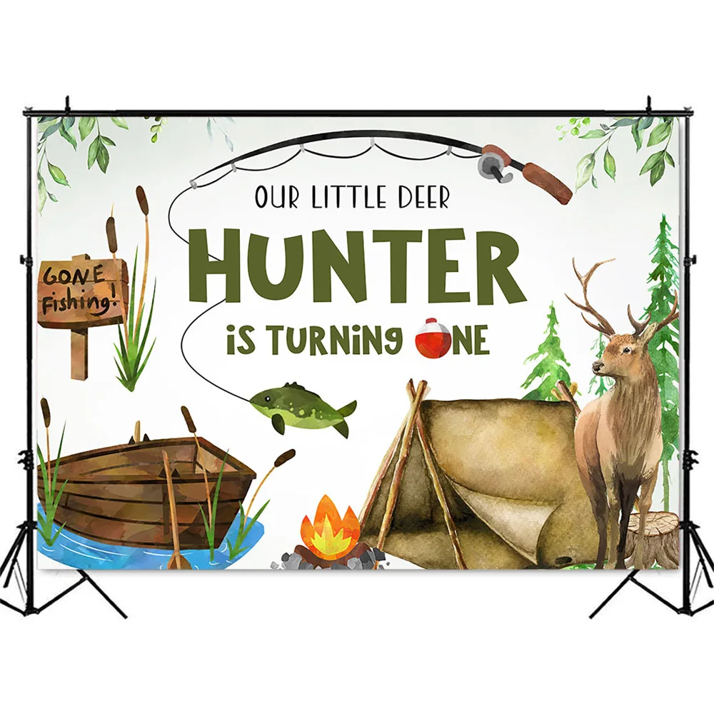 Hunting Fishing Birthday Backd - مراجعة Hunting Outdoor Background وسعره