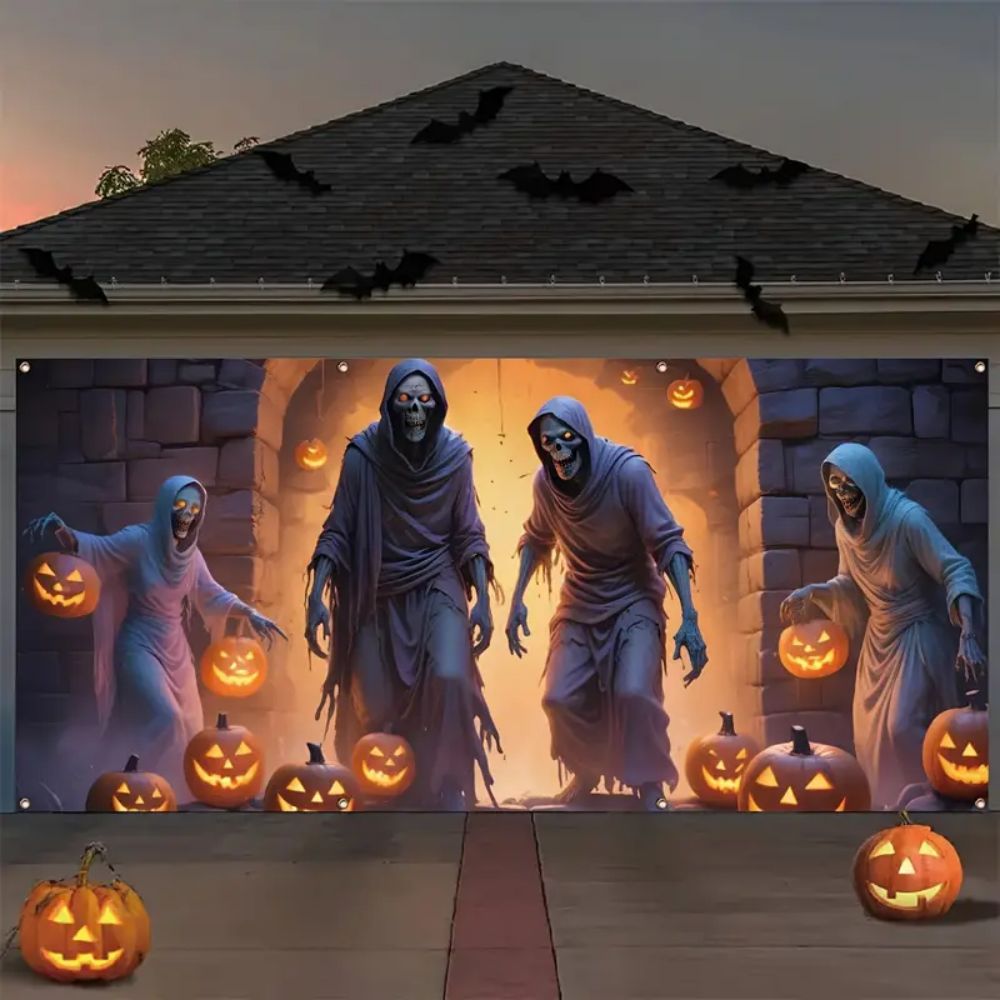 VIKAMA Halloween Garage Banner - مراجعة Hunting Outdoor Background وسعره