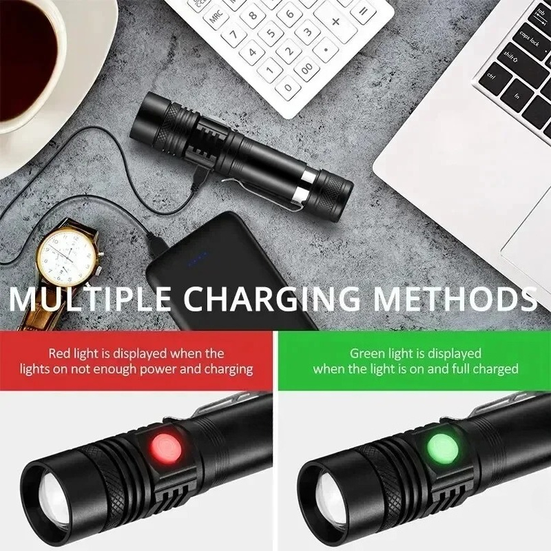 T6 LED Rechargeable Flashlight - مراجعة Outdoor Hunting Bike وسعره